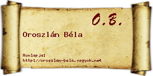 Oroszlán Béla névjegykártya