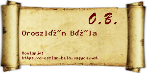 Oroszlán Béla névjegykártya